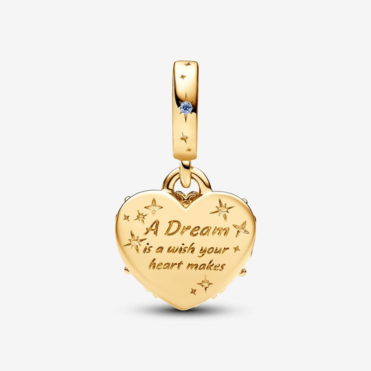 Cinderella's Carriage & Heart Gold Double Dangle Charm
