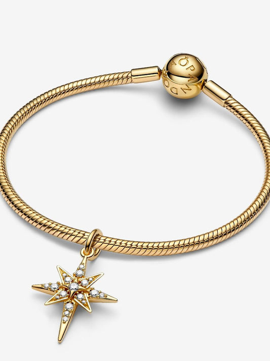 Sparkling North Star Dangle Gold Charm