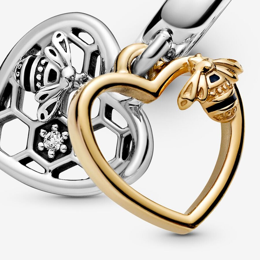 Heart and bee gold-plated Charm