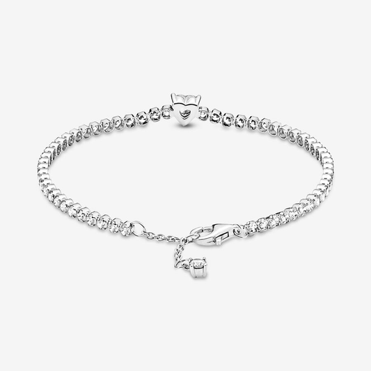 White Sparkling Heart Tennis Bracelet