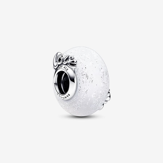 Mum & Love Frosted White Murano Glass Charm