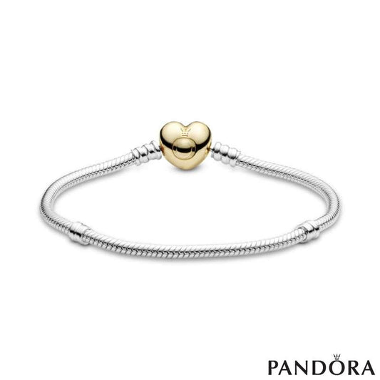 Moments Gold Heart Clasp Snake Chain Bracelet