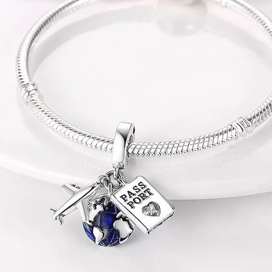 Passport Airplane Globe Charm