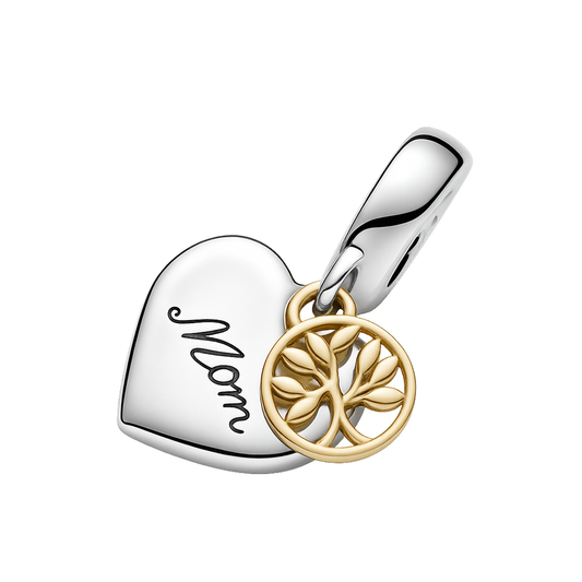 Mom Heart and Gold Tree Dangle