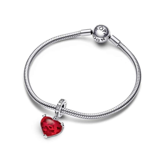 Mickey and Minnie Kiss Red Heart Charm