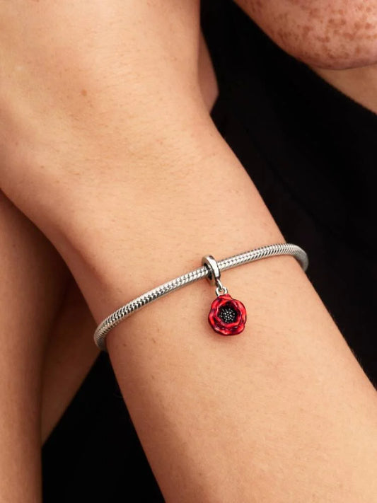 Red Flower Dangle Charm