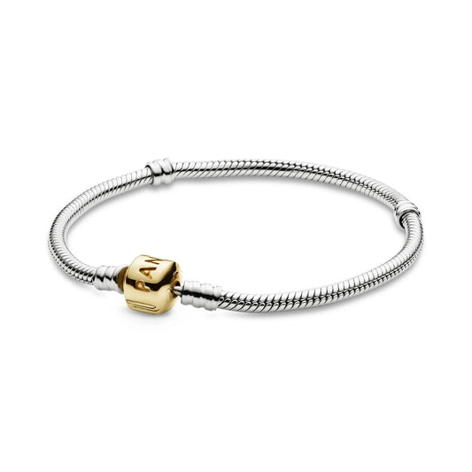 Moments 14k Gold-Plated Cylinder Clasp Snake Chain Bracelet