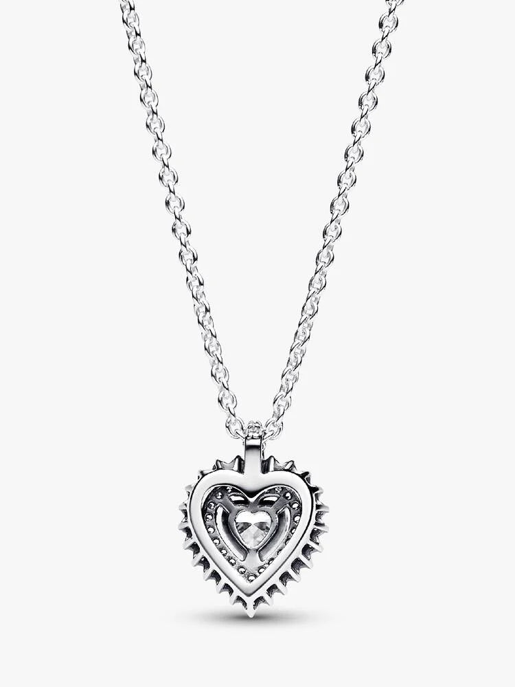 Sparkling Heart Halo Pendant Necklace