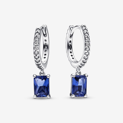 Blue Rectangular Hoop Earrings