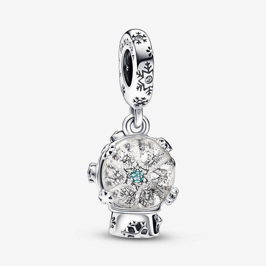 Snow Globe Silver Charm