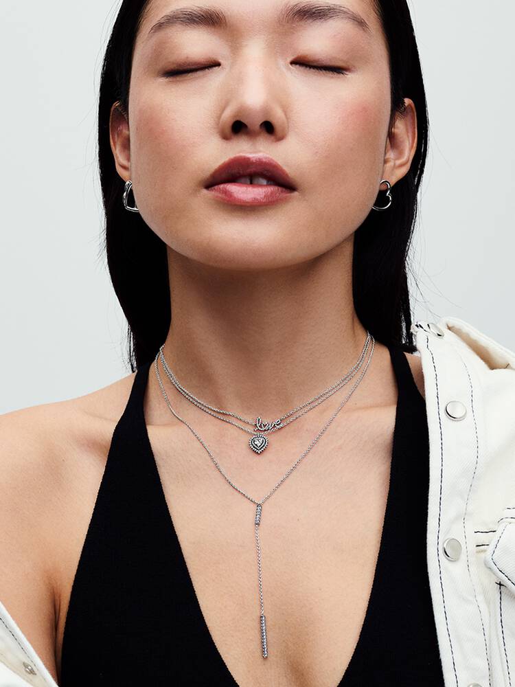 Sparkling Heart Halo Pendant Necklace