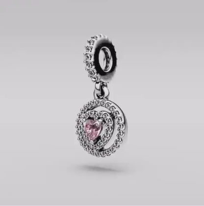 Sparkling Pink Heart Charm