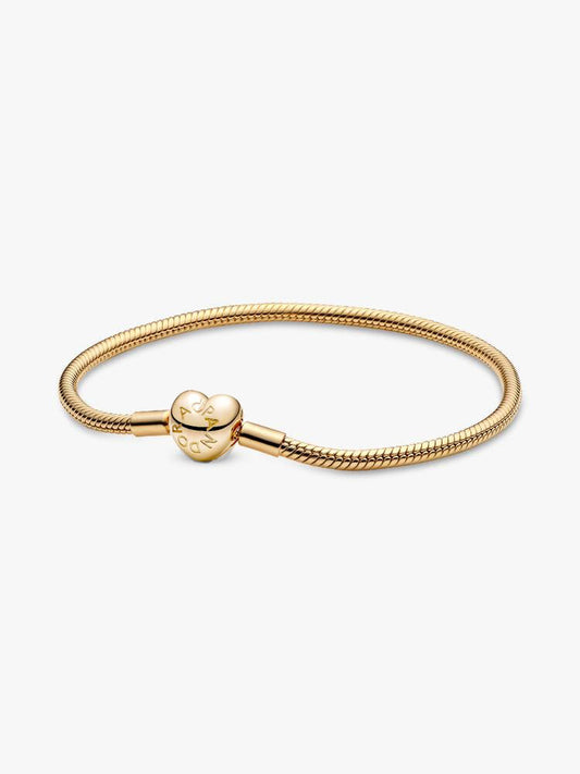 Snake Chain Gold-Plated Heart Clasp Bracelet
