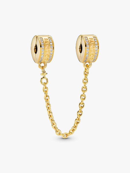 14K Gold-Platted Logo Safety Chain Clip Charm