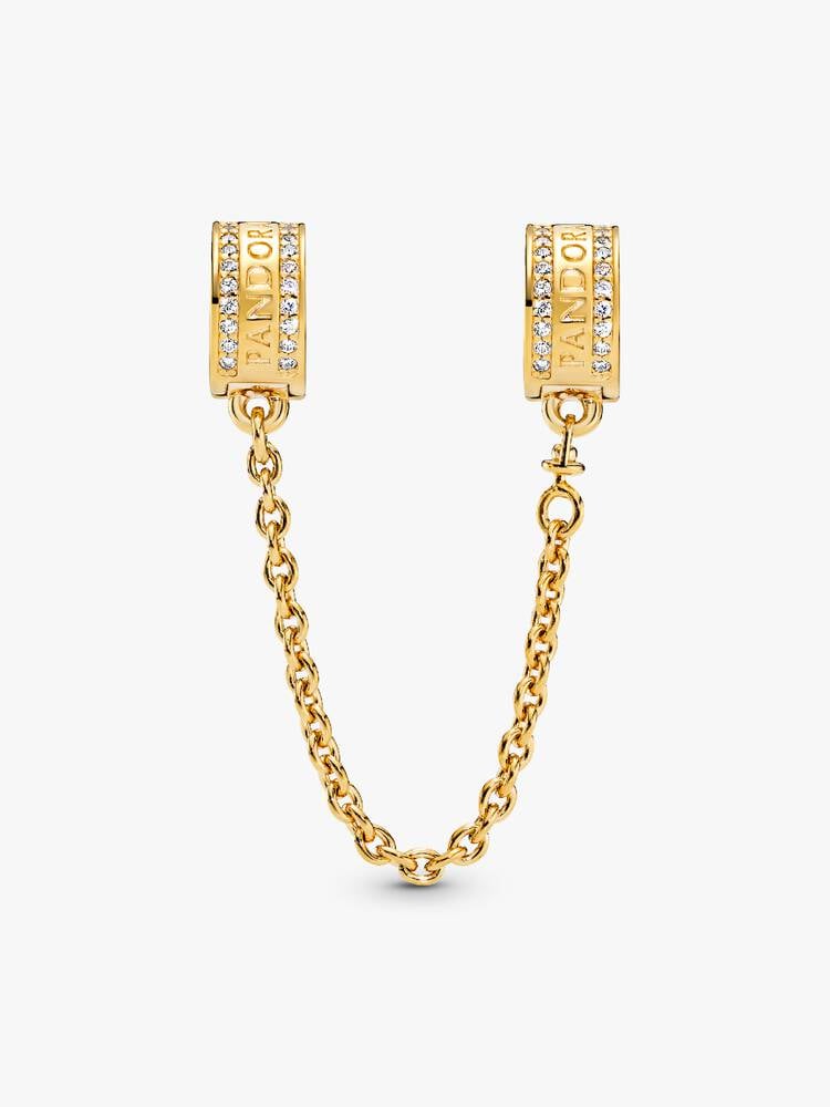 14K Gold-Platted Logo Safety Chain Clip Charm
