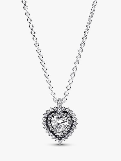 Sparkling Heart Halo Pendant Necklace