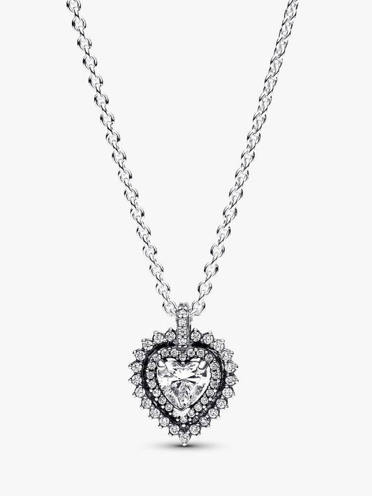 Sparkling Heart Halo Pendant Necklace