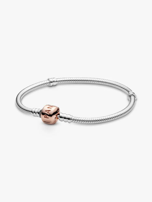 Moments 14K Rose Gold Plated Cylinder Clasp Snake Chain Bracelet
