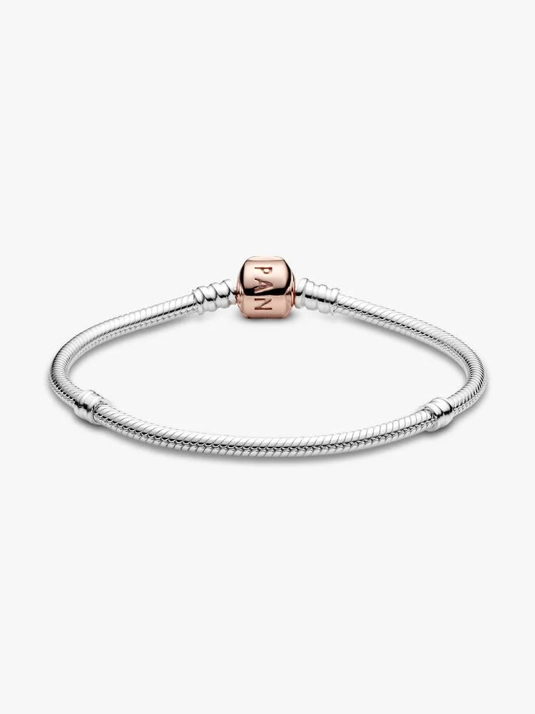 Moments 14K Rose Gold Plated Cylinder Clasp Snake Chain Bracelet