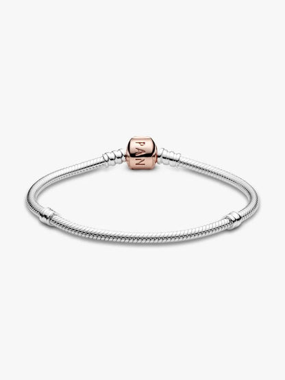 Moments 14K Rose Gold Plated Cylinder Clasp Snake Chain Bracelet
