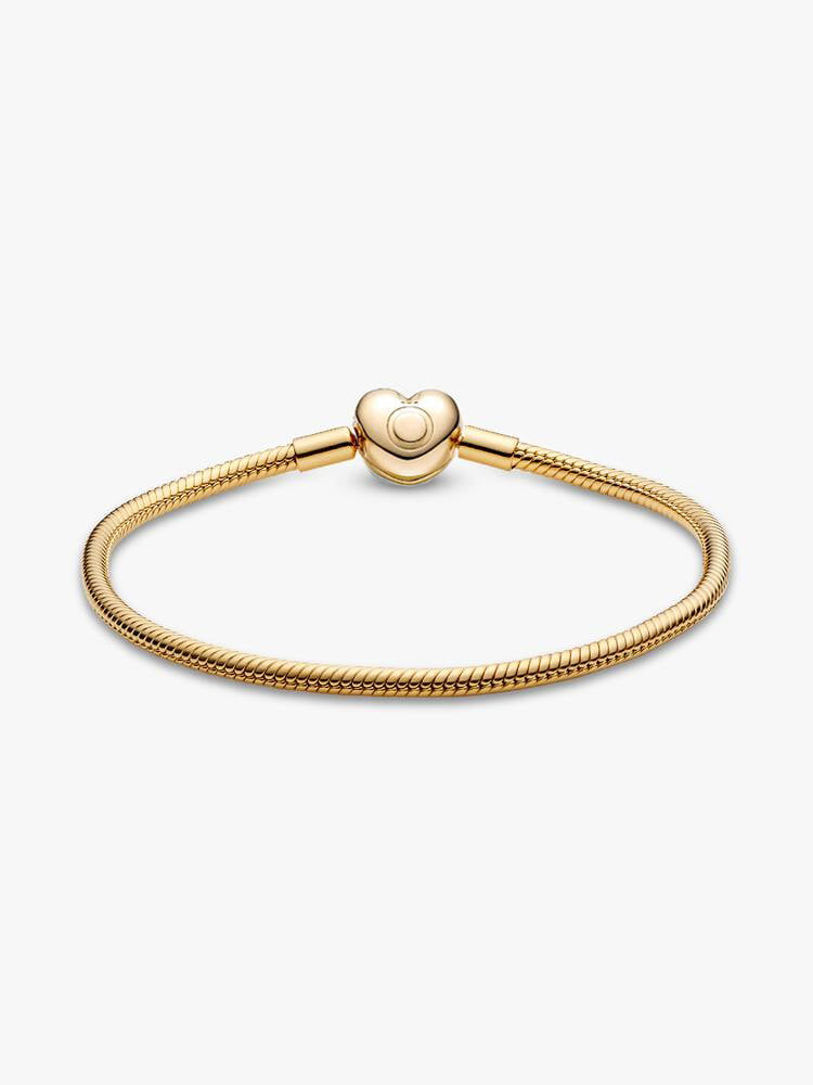 Snake Chain Gold-Plated Heart Clasp Bracelet