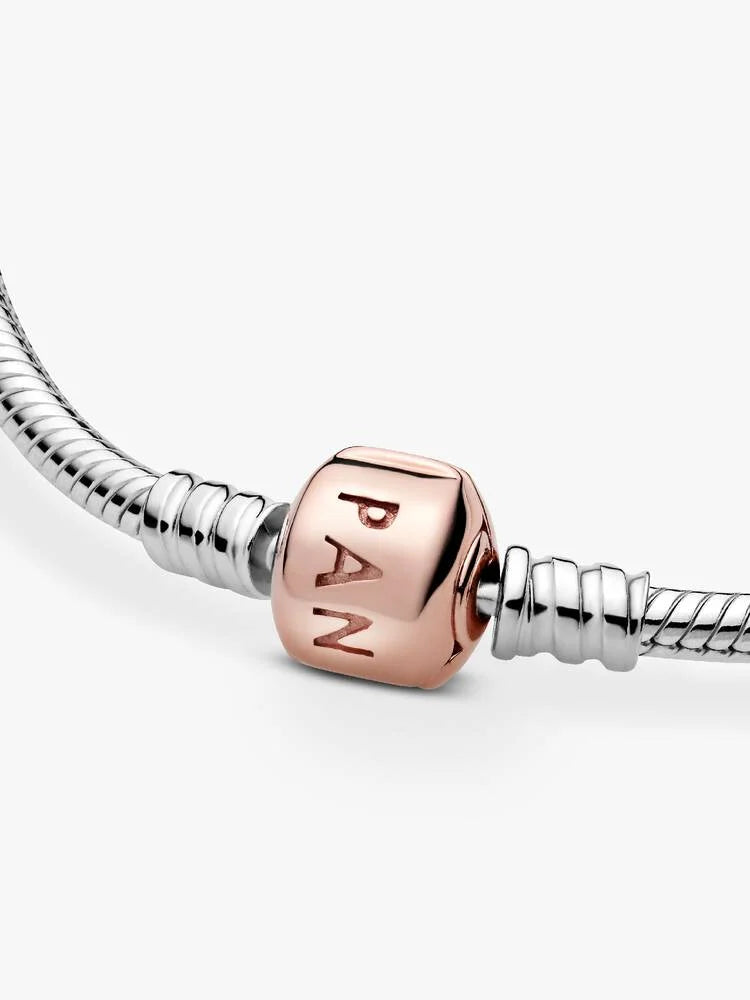 Moments 14K Rose Gold Plated Cylinder Clasp Snake Chain Bracelet