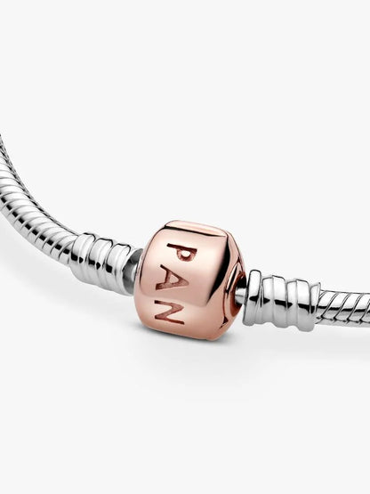 Moments 14K Rose Gold Plated Cylinder Clasp Snake Chain Bracelet